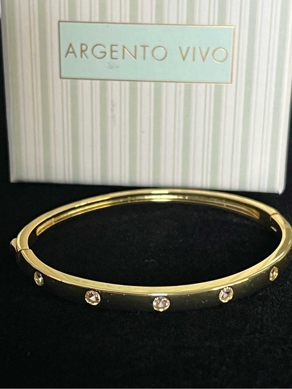 Argento Vivo Love Gold Plated Cubic Zirconia Crystal Women’s Bangle Bracelet NIB
